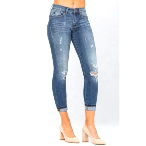 Judy Blue Distressed Relaxed‎ Fit Jeans Size 27 - Picture 2 of 6